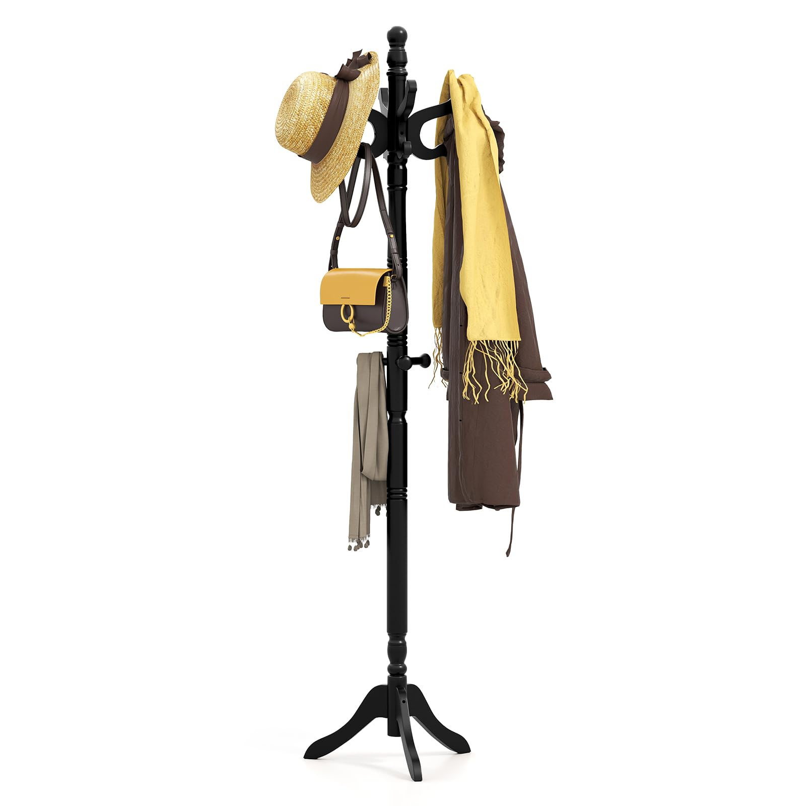 Tangkula Coat Rack Freestanding 11 Hooks and 3 Height Options for Coats
